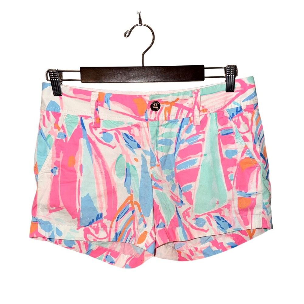 Lilly Pulitzer Callahan Shorts Out to Sea Sz 2 Pink Blue Tropical Resort Preppy
